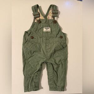 Great Condition! OshKosh B'gosh Green Baby Overalls with Floral Lining, 3 Months